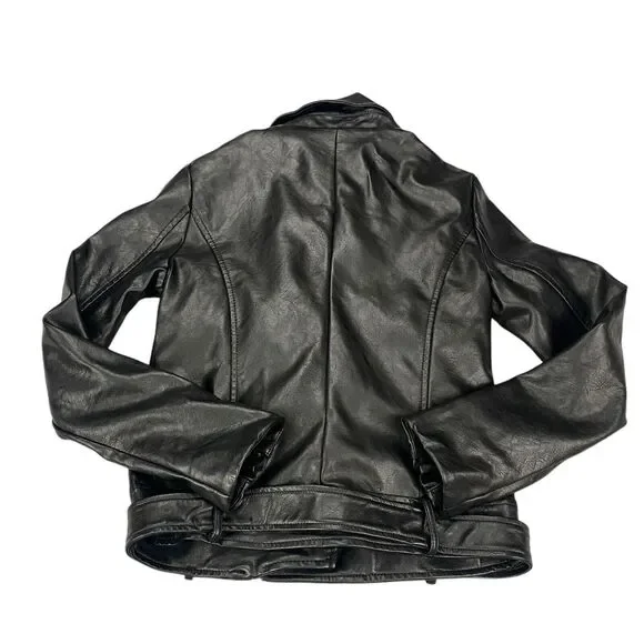 Elodie Nordstrom Womens Size XS Moto Jacket Black Faux Leather - Picture 13 of 16